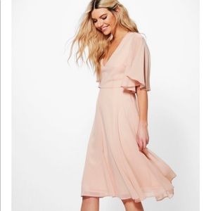 Chiffon Angel Sleeve Midi Skater